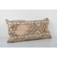 Etnik Bulvar Kahverengi Renkli Geometrik El Dokuma Kilim Kırlent Kılıf 45 x 90 cm