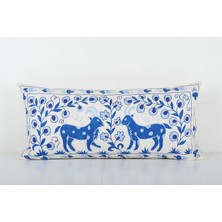 Etnik Bulvar Çiçek Desenli Etnik Suzani Kırlent Kılıfı, El Dokuma Kırlent Kılıf (Içliksizdir) 45 x 95 cm