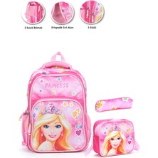 Masho Trend Soft Princess Barbie Okul Çantası + Beslenme + Kalemlik + Barbie Kız Çantası