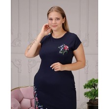 Kadın Büyük Beden Örme Elbise - Lacivert - BGE35