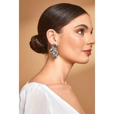 New Obsessions Glossy Metal Yarım Çiçek Küpe