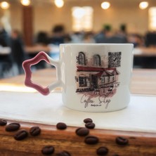 İki Seramik Kişiselleştirilebilir Coffee Shop Ambians Müziği Kodlu El Yapımı Doğal Seramik Kırmızı O Kupa Bardak / Mug - Çay & Kahve Fincanı