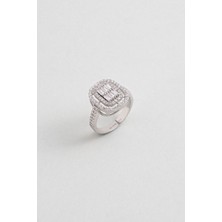 So CHIC Avangard 18 Ayar Beyaz Altın Kaplama Gümüş Baget Yüzük