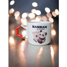 İki Seramik Kişiselleştirilebilir Kankam Da Kankam Koala ve Panda Baskılı Turuncu O Kupa Bardak / Mug - Çay & Kahve Fincanı