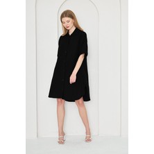 Charamela Siyah Gömlek Elbise - BGE21