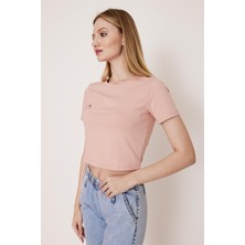 Charamela Basic Pembe Crop T-Shirt - BGB06