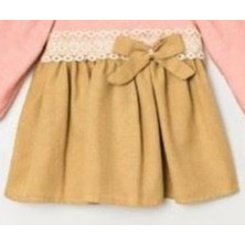 Butik Kız Çocuk Keten Flamlı Çantalı Elbise