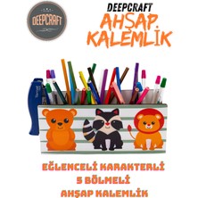 Deep Craft Deepcraft Ahşap Çocuklar Için Masa Üstü Kare Kalemlik & Organizer-Safari