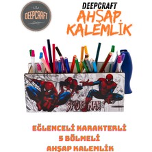 Deep Craft Deepcraft Ahşap Çocuklar Için Masa Üstü Kare Kalemlik & Organizer-Spiderman