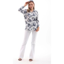 Charamela Kadın Uzun Kol Viskon Gömlek Siyah-Beyaz - BGG32