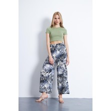Charamela Desenli Beli Lastikli Palazzo Pantolon - BGP21