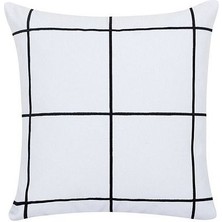 Etnik Bulvar Dekoratif Siyah Çizgili Yastık Nakışlı Minimalist Yastık Kılıfı 49 x 49CM