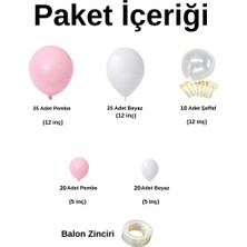 Balon Seti Beyaz-Pembe-Şeffaf 100 Lü Balon Zinciri Seti