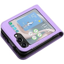 MY Boutique1 Galaxy Z Flip 6 Için Flip Case Kart Yuvası Standı ile Pu Deri Flip (Yurt Dışından)