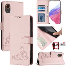 MY Boutique1 Samsung Galaxy Xcover7 Kedi Rfıd Kart Yuvası Tutucu Kickstand Cüzdan (Yurt Dışından)