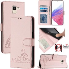 MY Boutique1 Galaxy J6 2018 Kedi Rfıd Kart Yuvası Tutucu Kickstand Cüzdan (Yurt Dışından)