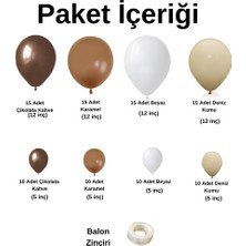 Balon Seti Çikolata Kahve-Karamel-Deniz Kumu-Beyaz 100 Lü Balon Zinciri Seti