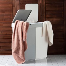 Gri Duo Laundry Çamaşır Sepeti - Gri / Beyaz - 80 Lt Plastik 55 x 35 78 L