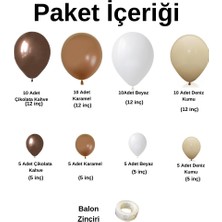 Balon Seti Çikolata Kahve-Karamel-Deniz Kumu-Beyaz 60 Lı Balon Zinciri Seti