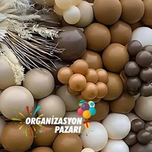 Balon Seti Çikolata Kahve-Karamel-Deniz Kumu-Beyaz 60 Lı Balon Zinciri Seti