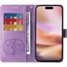 MY Boutique1 IPhone 16 Için Flip Case Artı Çiçek Flip Kart Yuvaları Deri (Yurt Dışından)