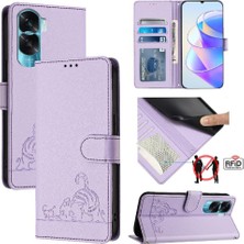 MY Boutique1 Onur Için Kılıf 90 Lite 5g Kedi Rfıd Kart Yuvası Tutucu Kickstand Cüzdan Flip (Yurt Dışından)