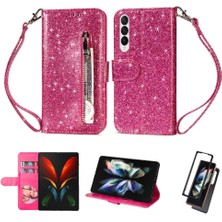 Mays Boutique Samsung Galaxy Z Zipper 3 5g Pu Deri Manyetik Için Fermuarlı Cebi Durumda (Yurt Dışından)