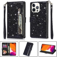 Mays Boutique IPhone 13 Için Fermuar Cep Durumda Pro Max Pu Deri Glitter Cüzdan Kılıf (Yurt Dışından)