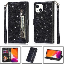 Mays Boutique IPhone 13 Mini Manyetik Kapatma Glitter Cüzdan Pu Için Fermuarlı Cebi Durumda (Yurt Dışından)