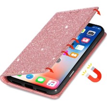 Mays Boutique IPhone 16 Için Glitter Flip Case Artı Pu Deri Kart Tutucu Manyetik Kapak (Yurt Dışından)