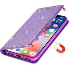 Mays Boutique IPhone 12 Kart Tutucu Manyetik Kapatma Pu Deri Için Glitter Flip Case (Yurt Dışından)