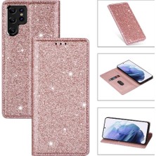 Mays Boutique Samsung Galaxy S22 Ultra 5g Için Glitter Flip Case Pu Deri Flip Case (Yurt Dışından)