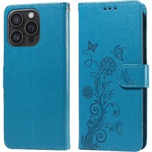 Mays Home1 IPhone 16 Pro Flip Deri Kart Yuvaları Çiçek Için Flip Case (Yurt Dışından)