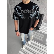 Roque  Baskılı Oversize T-Shirt-Siyah