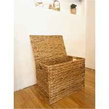 50-99 L Hasır Su Sümbülü Kapaklı Sandık Model 55X43CM Düzenleyici/organizer/çamaşır Sepeti Hasır Ka