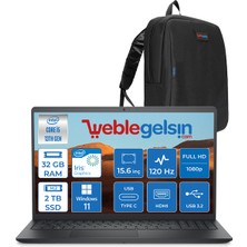 Dell Inspiron 3530 Intel Core I5-1334U 32GB 2tb SSD 15.6" 120Hz Fhd Windows 11 Pro Taşınabilir Bilgisayar I35303407WP06 + Zetta Çanta