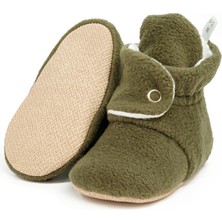 Ella Bonna Polar Bebek Pandufu, Kaydırmaz Taban, Ev Botu, Kreş Ayakkabısı Patik, Haki