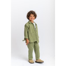 Oliven The Kid Gabardin Pantolon Rahat Kalıp 2 - 3 Yaş Yeşil Dokuma Kumaş