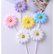 Kidspartim Papatya Temalı Renkli Mum 5 Li 8 cm