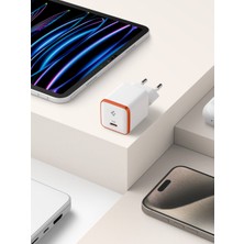 Spigen 30W USB-C Mini Adaptör - PPS / PD 3.0 Destekli Hızlı Şarj Aleti iPhone & Android & iPad & MacBook Type-C EE301 White - ACH08449