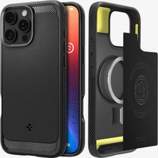 Spigen iPhone 16 Pro Kılıf Rugged Armor MagFit MagSafe özellikli Matte Black - ACS08115