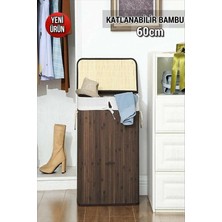 Bambu Katlanabilir Bambu Kirli Çamaşır Sepeti 50-99 L Kahverengi 35 x 35