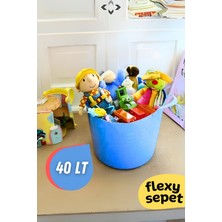 Mavi Flexy Esnek Oyuncak Sepeti - Çamaşır Sepeti - Düzenleyici 40 Lt Kırmızı-Mavi 50 x 70 20-49 L P