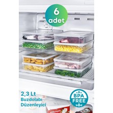 6 Adet Derin Dondurucu Saklama Kabı Seti 2,3 Lt Şeffaf- Buzdolabı Düzenleyici -Dipfriz