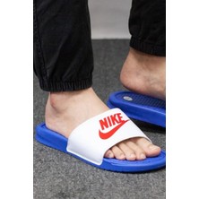 Nike Futura Benassi Slide Blue-White-Red Unisex Mavi-Beyaz Terlik Tek Bantlı