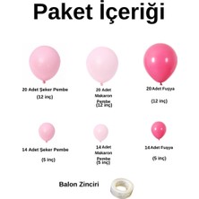 Balon Seti  Pastel Fuşya-Şeker Pembe-Makaron Pembe 100 Lü Balon Zinciri Seti