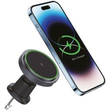Magnetic 15W Kablosuz Araç Içi Cep Telefonu Şarj 2in1 Telefon Tutucu ve Şarj Araç Universal Model Uyumlu Havalandırma ve Izgarasına Montaj Mıknatıs Tasarım D12