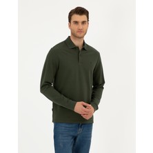 Pierre Cardin Erkek Koyu Yeşil Slim Fit Basic Sweatshirt 50294438-VR079