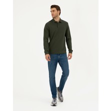 Pierre Cardin Erkek Koyu Yeşil Slim Fit Basic Sweatshirt 50294438-VR079