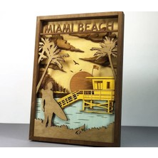 Wood-X Ahşap Mdf Çok Katmanlı Miami Beach Dekoratif Tablo